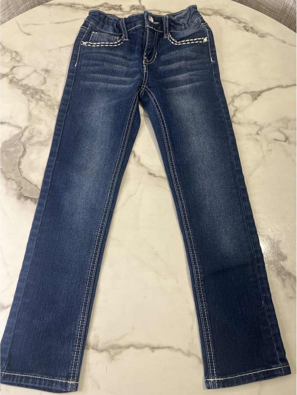 Faded Glory Girls Blue Denim Shorts Size 6Cotton Flat Front